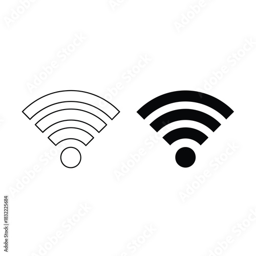 Simple wifi signal icon set in black and white for graphic design