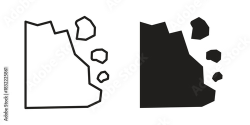 Cliff icon symbol. Classic flat and linr style