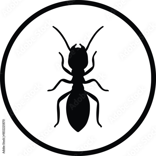 Illustration ant in circle logo pest control silhouette vector