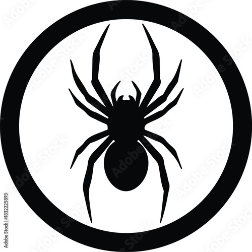Illustration Arachnid spider silhouette inside circle emblem silhouette vector