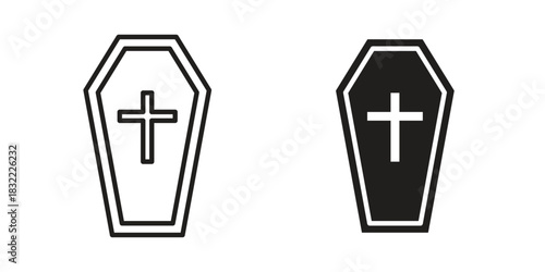 Coffin icon symbol. Classic flat and linr style