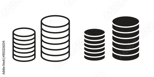 Coins stack icon symbol. Classic flat and linr style