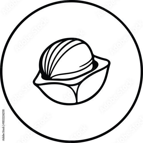 Illustration Hazelnut seed icon in circular frame silhouette vector