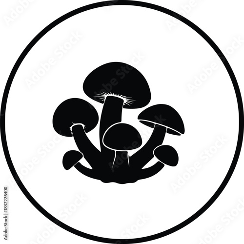 Illustration mushroom fungi organic natural food plant silhouette vector