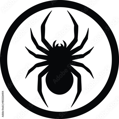 Illustration of a black spider in circle simple silhouette vector