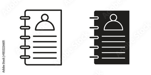 Contact book icon symbol. Classic flat and linr style