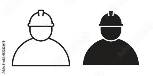 Construction worker icon symbol. Classic flat and linr style