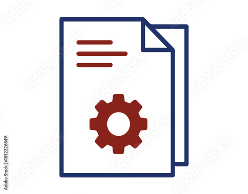 Document with gear icon symbolizes process, workflow, or technical documentation