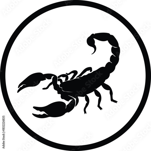 Illustration scorpion black and white emblem danger logo silhouette vector