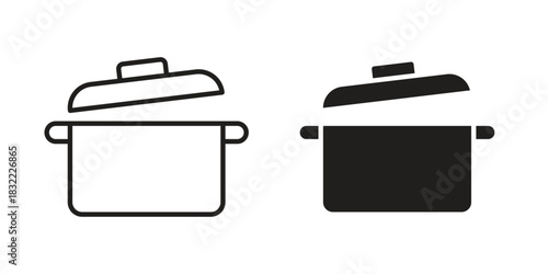 Cooking pot icon symbol. Classic flat and linr style