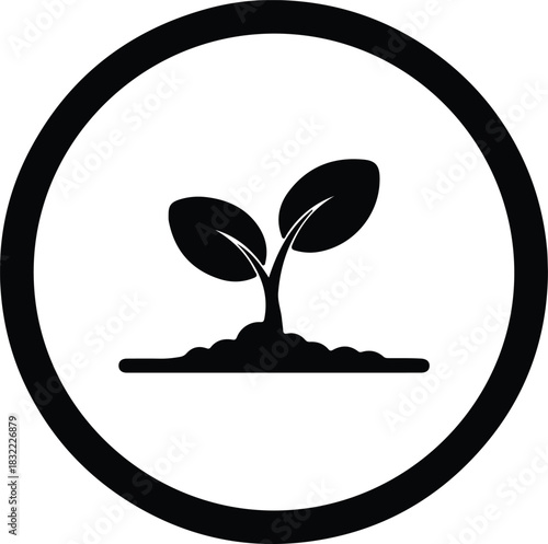 Illustration seedling in a circle icon sustainable development silhouette vector