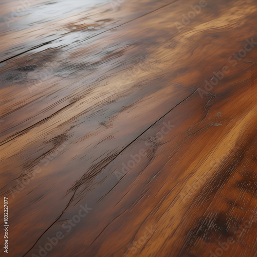 Rustic polished wood texture with natural grain and warm brown tones background