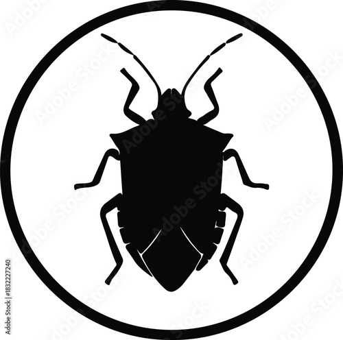 Illustration stink bug insect shield icon black silhouette vector