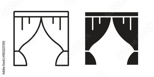 Curtains icon symbol. Classic flat and linr style