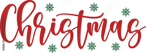 Christmas typography clip art design on plain white transparent isolated background for card, shirt, hoodie, sweatshirt, apparel, card, tag, mug, icon, poster or badge