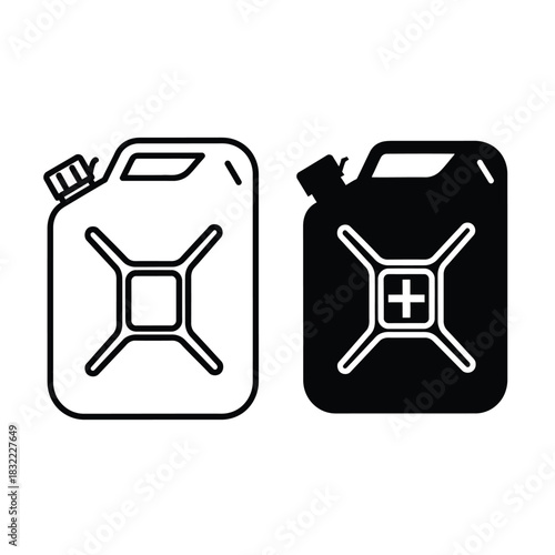 Fuel canister icon set black and white vector illustration for energy