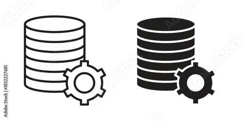 Data management icon symbol. Classic flat and linr style
