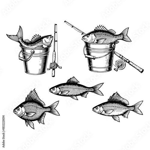 fish rode , fish hunting silhouette pack catching fish icons 