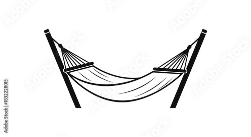 a simple black and white illustration of a hanging hammock perfect for relaxation silhouette