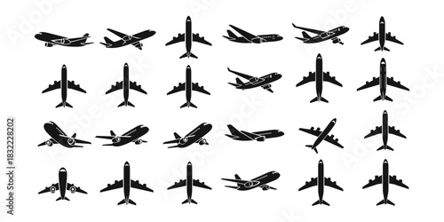 airplane and aircraft vector silhouettes for global travel