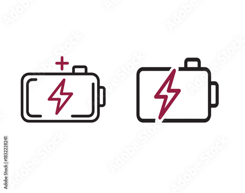 Two battery icons symbolizing power and depletion with a lightning bolt graphic