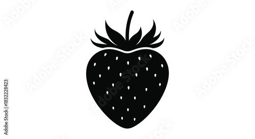 A minimalist depiction of a fresh strawberry showcasing its form as a dark silhouette