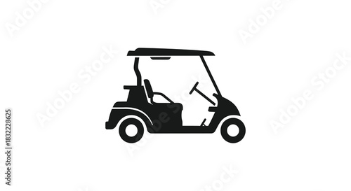 A sleek black golf cart design showcases its form with a striking silhouette