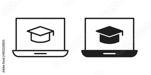 E learning icon symbol. Classic flat and linr style
