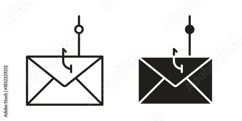 Email phishing icon symbol. Classic flat and linr style