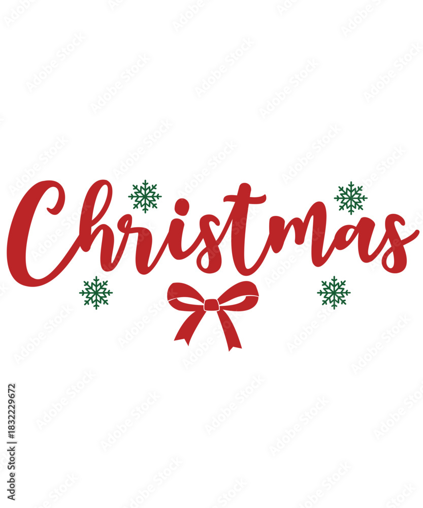 Fototapeta premium Christmas typography clip art design on plain white transparent isolated background for card, shirt, hoodie, sweatshirt, apparel, card, tag, mug, icon, poster or badge