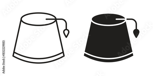 Fez hat icon symbol. Classic flat and linr style