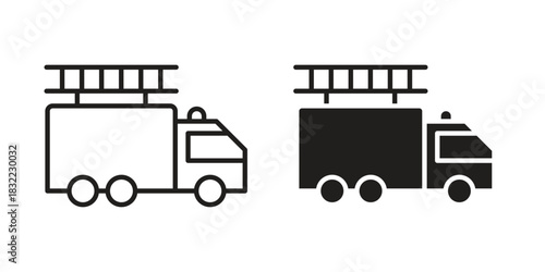 Fire truck icon symbol. Classic flat and linr style
