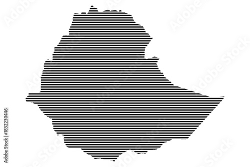 Ethiopia Map with Horizontal Lines pattern