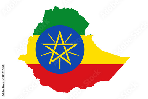 Ethiopia Flag Map Silhouette Star Emblem