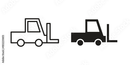 Forklift icon symbol. Classic flat and linr style