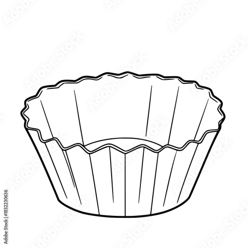 Empty Paper Cupcake Liner Outline Sketch Baking Cup Template