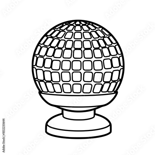 Retro Nightlife Symbol Disco Ball on Stand Vector Icon