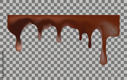 Brown Chocolate Drips With Transparent Background Sweet Food Concept