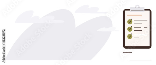 Clipboard with checklist and green check marks symbolizing completed tasks. Ideal for task management, goal setting, productivity, organization, success tracking, planning, and workflow improvement