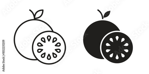 Grapefruit icon symbol. Classic flat and linr style