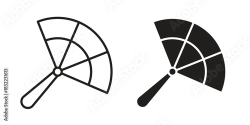 Hand fan icon symbol. Classic flat and linr style
