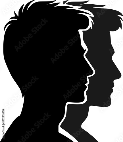 Silhouettes of two male profiles.