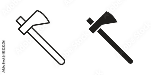 Hatchet icon symbol. Classic flat and linr style
