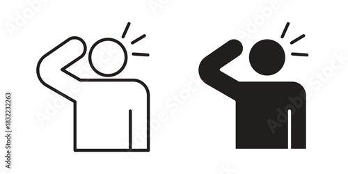Headache icon symbol. Classic flat and linr style