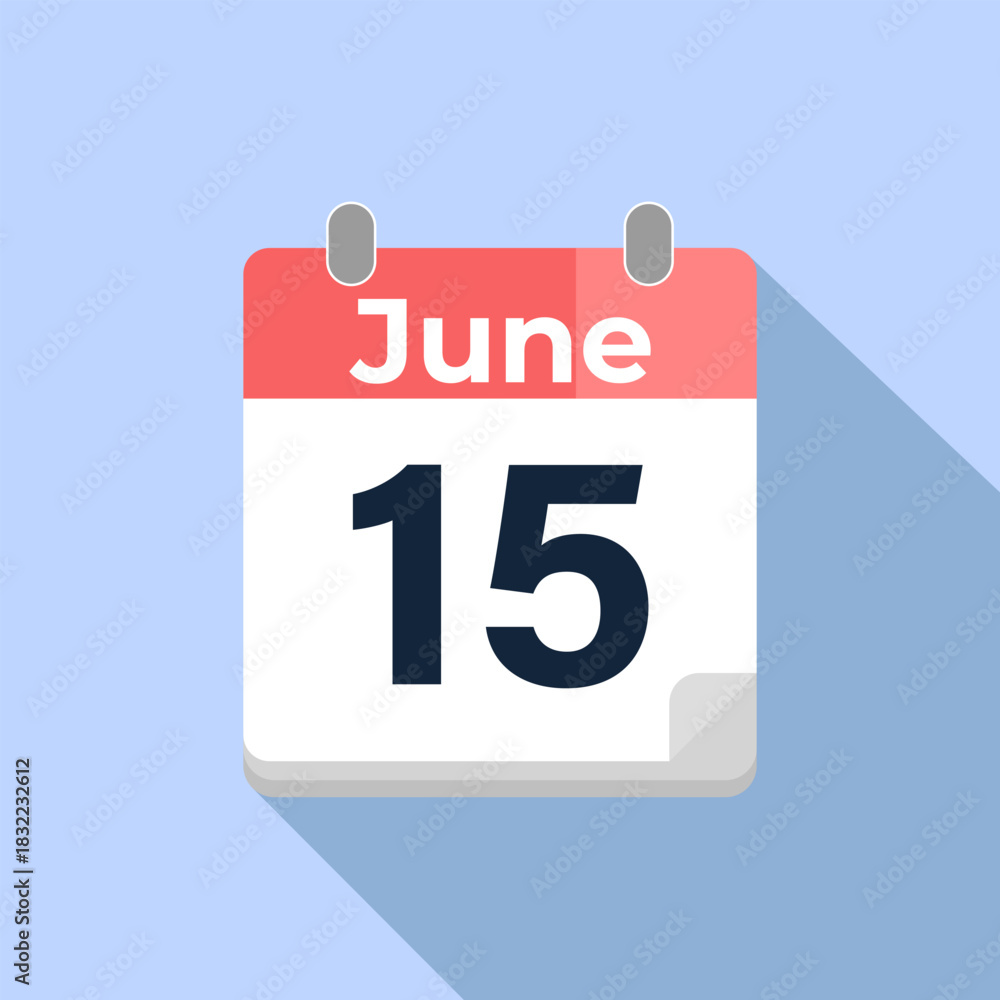 Fototapeta premium June 15 Vector Calendar Modern flat color vector calendar with date
