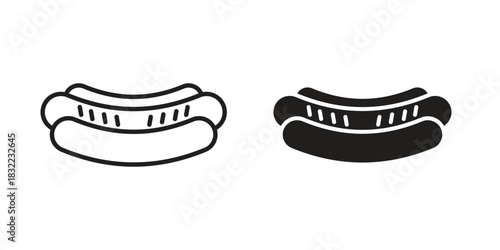 Hot dog icon symbol. Classic flat and linr style