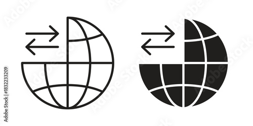 Import and export icon symbol. Classic flat and linr style