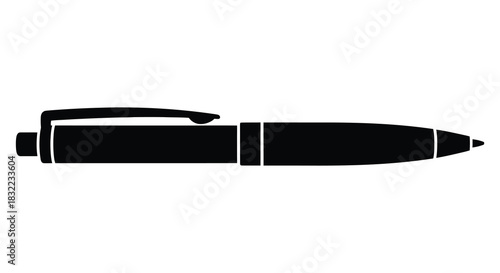 A simple black writing instrument a classic ballpoint pen design in a striking silhouette