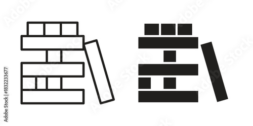 Jenga icon symbol. Classic flat and linr style
