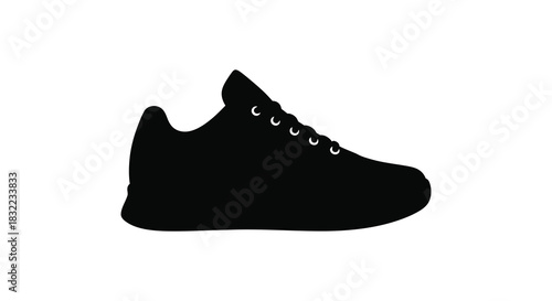 A striking black and white image showcasing a single athletic shoe design silhouette